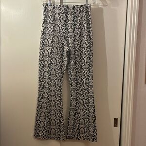 Anthropologie Black and White Patterned Flare Pants